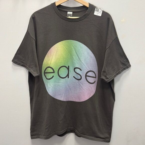 Grey Short Sleeve Graphic Tee “ease” Size XL - Picture 1 of 5